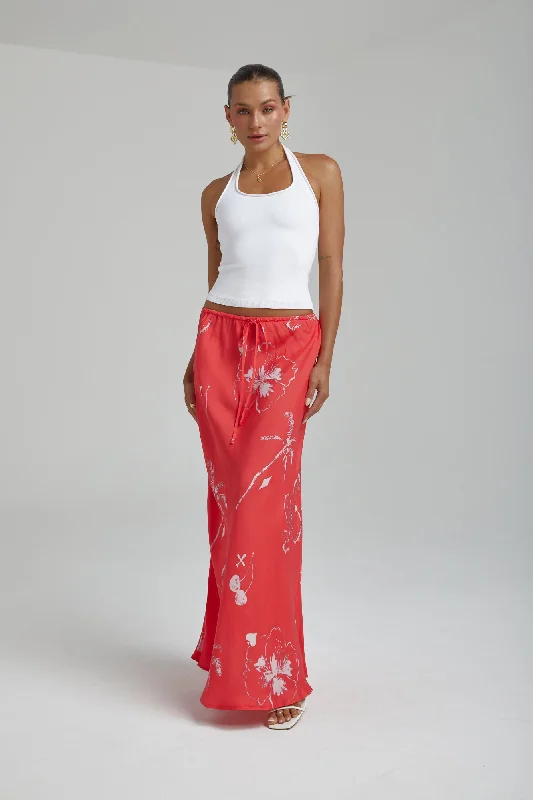 RELAXED MAXI SKIRT- RED DRAGON OF HEARTS