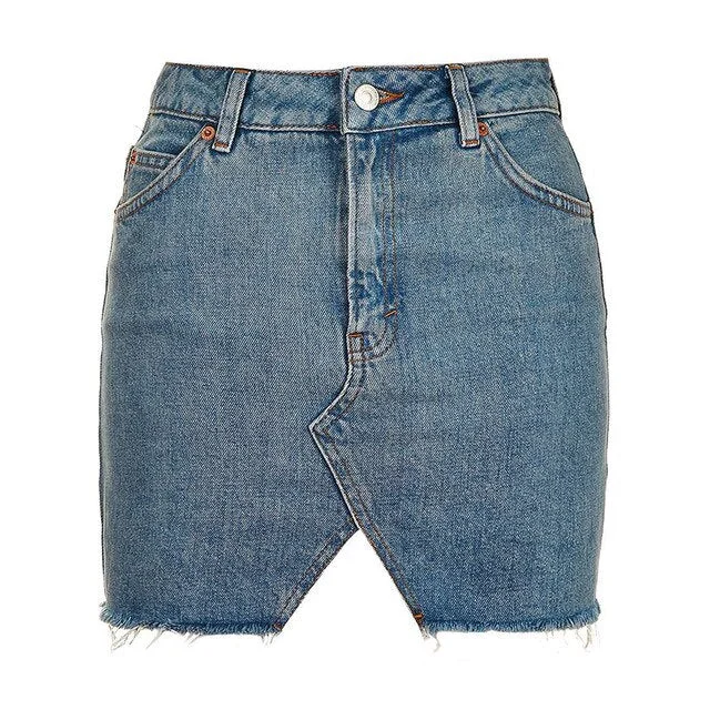 Sexy Cool New Solid Casual Style Women Skirts 2019 A line Girls Fashion Waist Streetwear Skirt New Blue Summer Denim High Mini