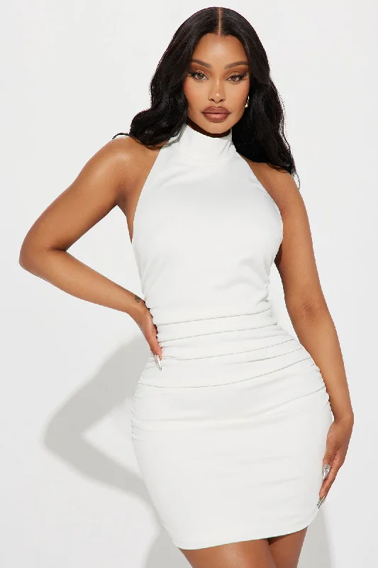 Allison Ruched Mini Dress - White