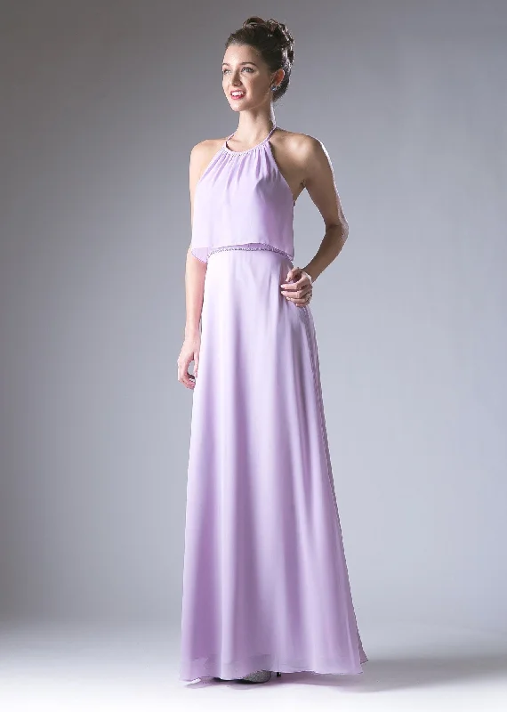 Long Halter Chiffon Dress by Cinderella Divine CH523