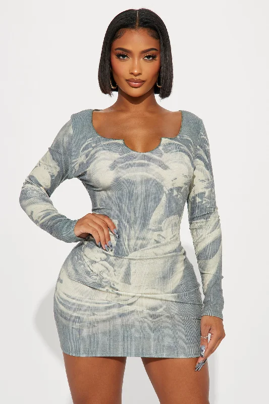 Laurie Baroque Mini Dress - Grey