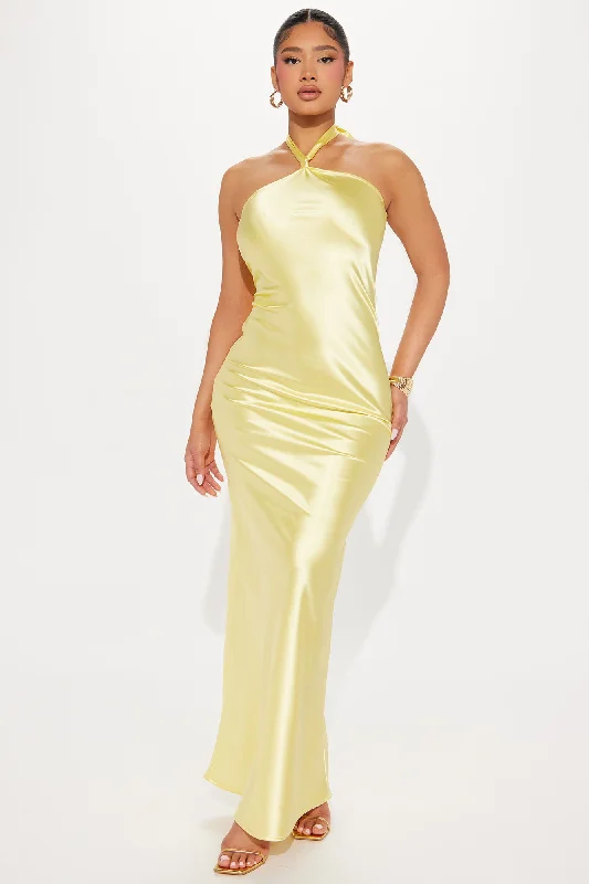 Maybell Satin Maxi Dress - Yellow