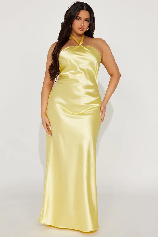 Maybell Satin Maxi Dress - Yellow