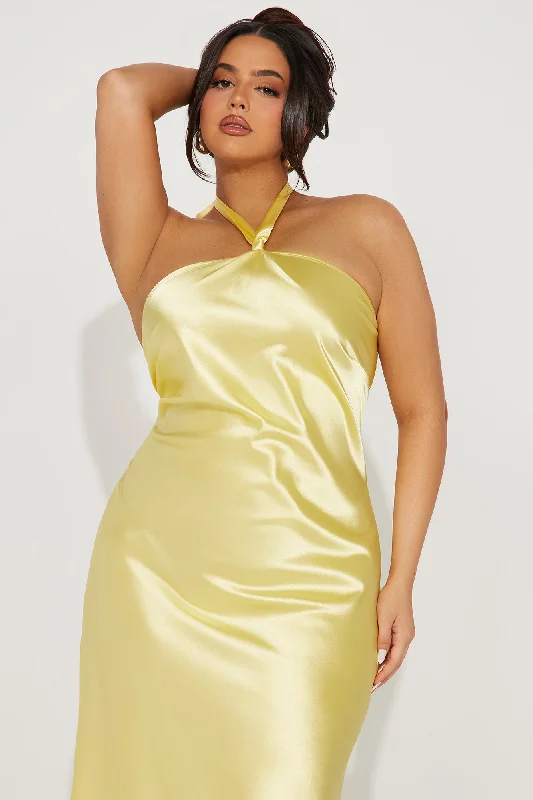 Maybell Satin Maxi Dress - Yellow