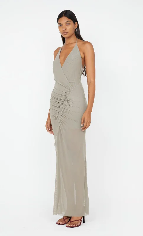 SANIA HALTER DRESS - TAUPE