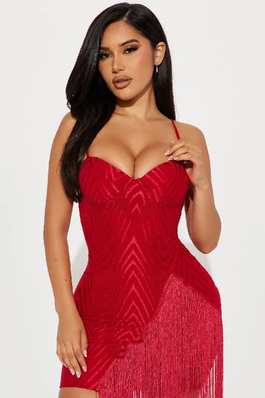 Sarah Mesh Mini Dress - Red