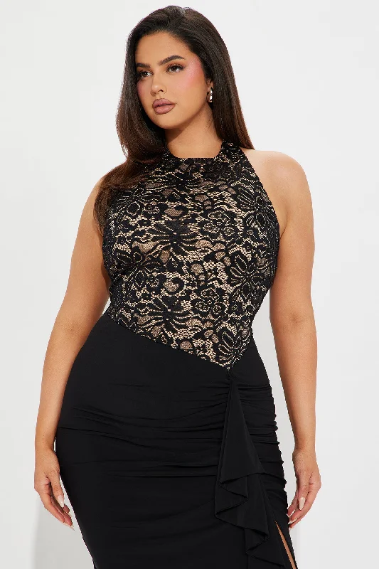 Secret Nights Lace Maxi Dress - Black