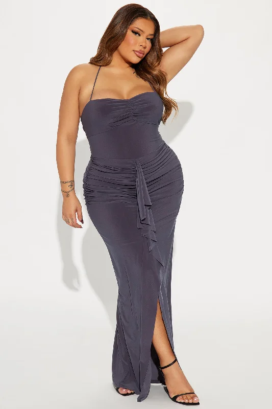 Serena Ruffle Maxi Dress - Charcoal