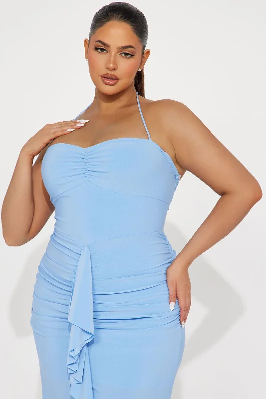 Serena Ruffle Maxi Dress - Light Blue