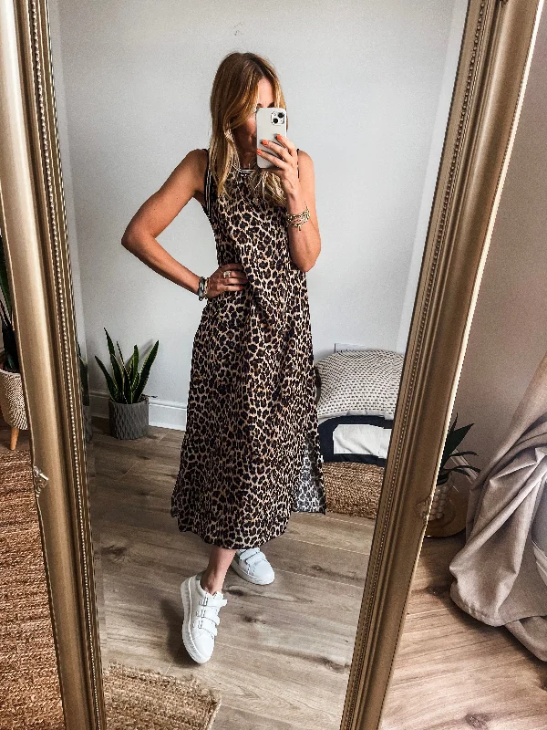 Sleeveless Leopard Print Dress