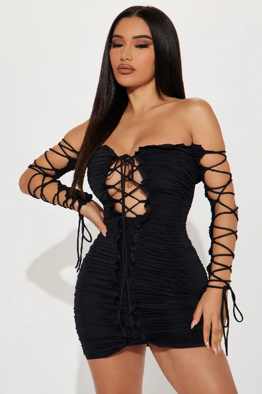 Time to Slay Mini Dress - Black